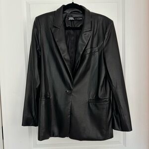 Zara Faux Leather Blazer in black (barely worn)